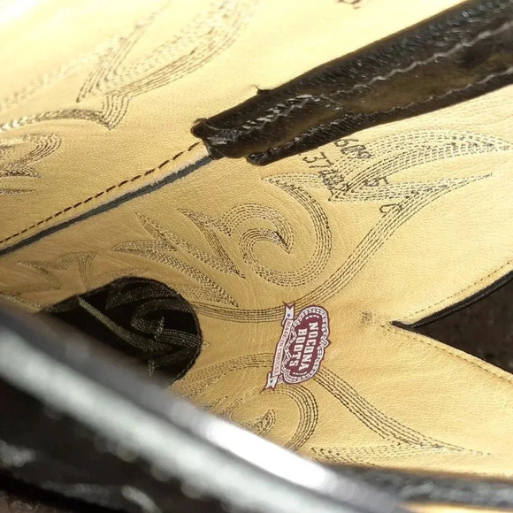 NOCONA-Classic Black Leather & Exotic Sting Ray Cowboy Boots-Sz 5C Nocona=6 Wome - Picture 7 of 9